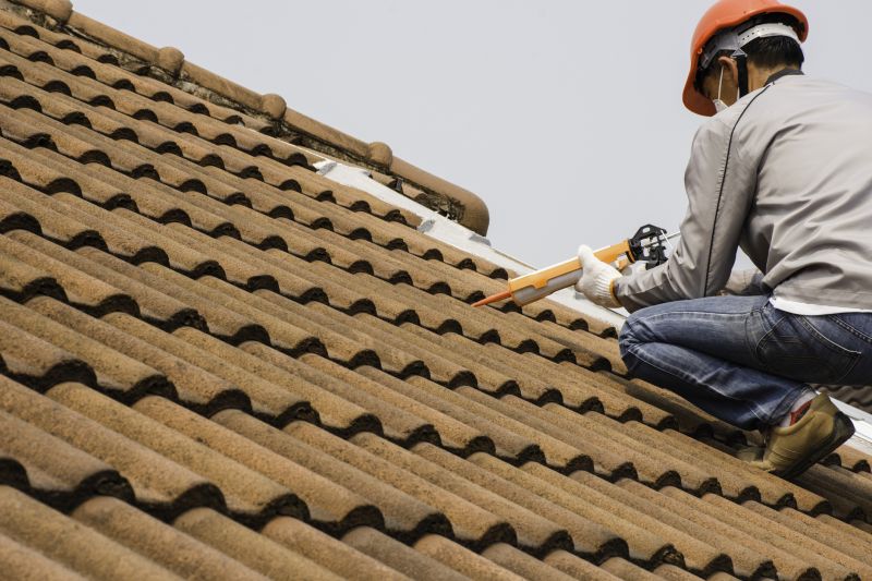 Professional roofing team at work